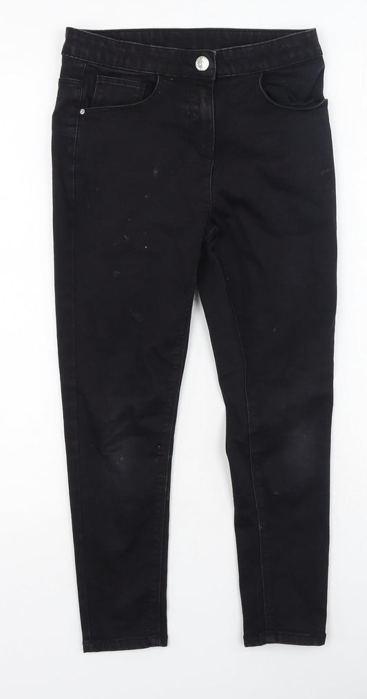 Preworn Girls Black  Cotton Skinny Jeans Size 10 Years  Regular