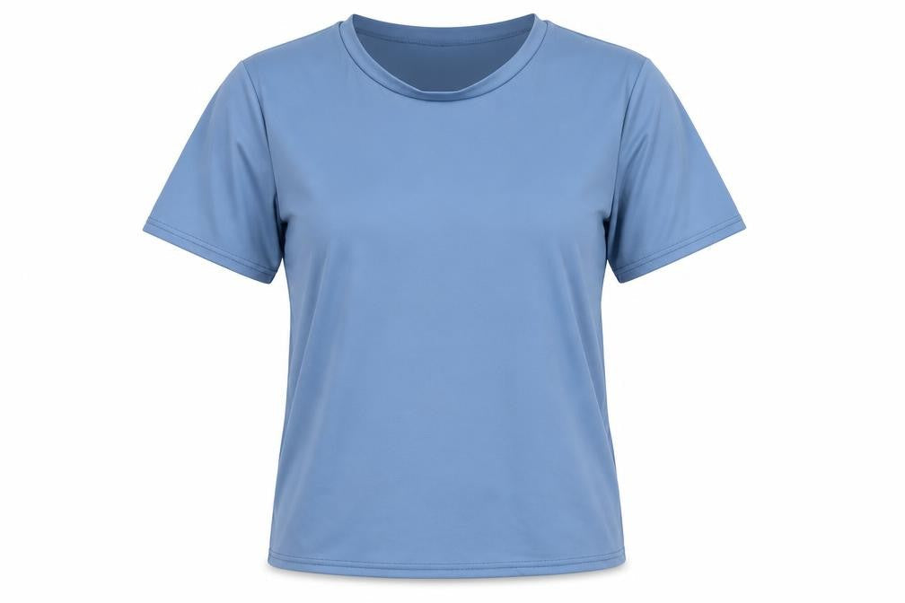 Preworn Womens Blue  Polyester Basic T-Shirt Size S Round Neck