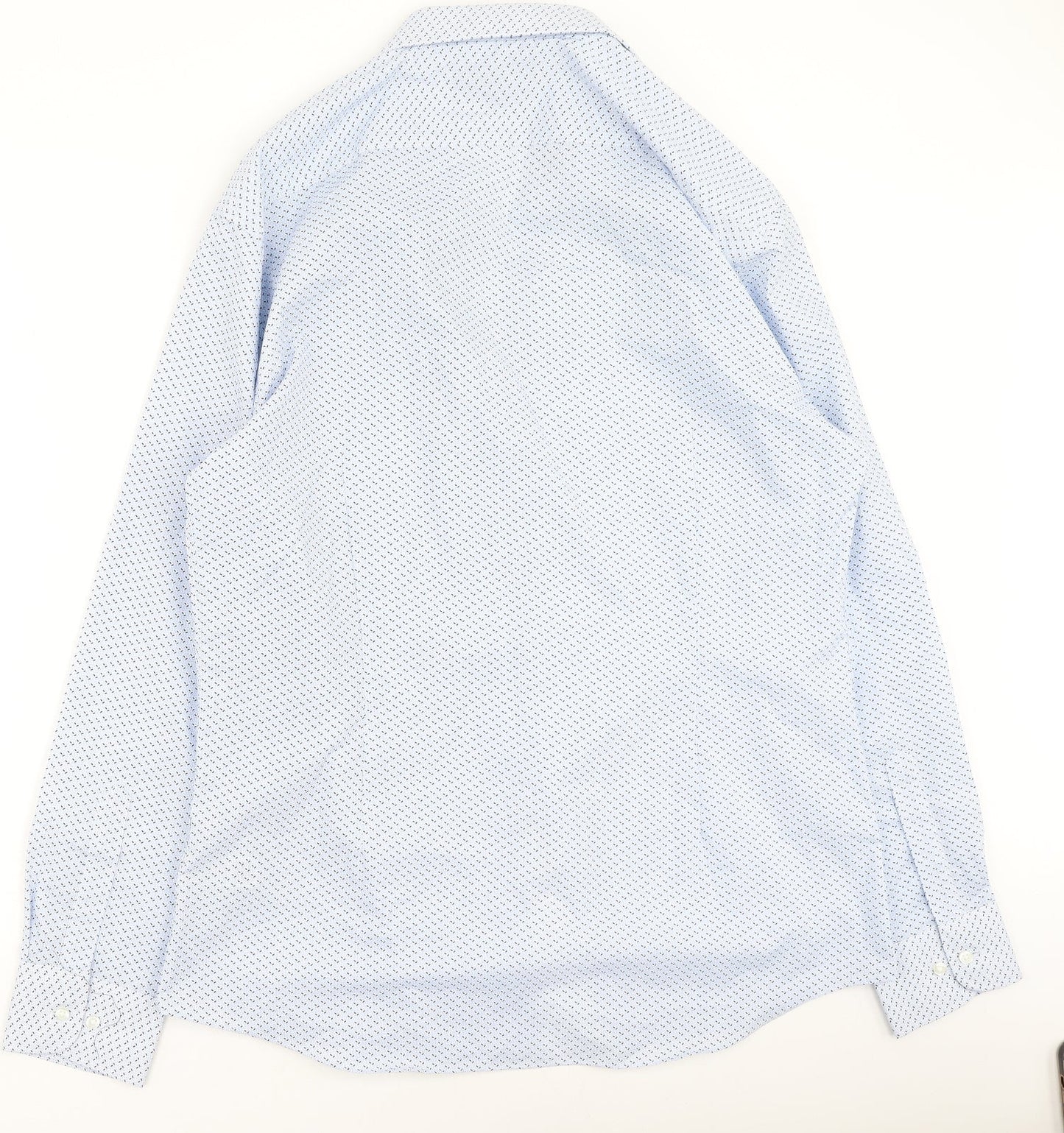 Marks and Spencer Mens Blue  Polyester  Button-Up Size 43 Collared