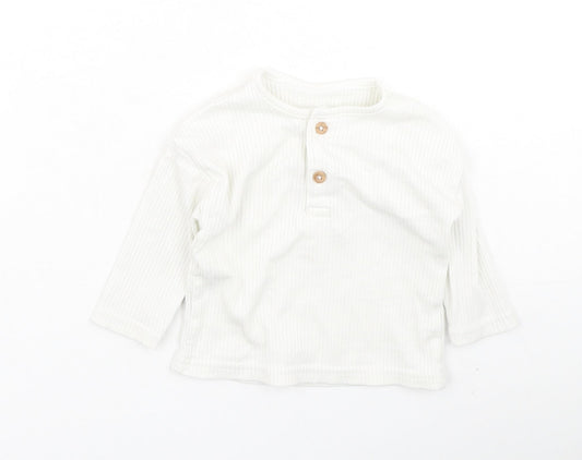 TU Baby White  Cotton Basic Casual Size 0-3 Months Round Neck