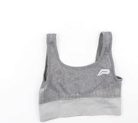 pure fitness Womens Grey  Polyester Cropped Tank Size S Round Neck