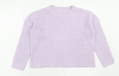 Only Womens Purple Crew Neck  Acrylic Pullover Jumper Size S
