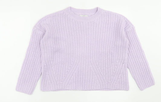 Only Womens Purple Crew Neck  Acrylic Pullover Jumper Size S
