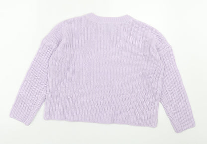 Only Womens Purple Crew Neck  Acrylic Pullover Jumper Size S