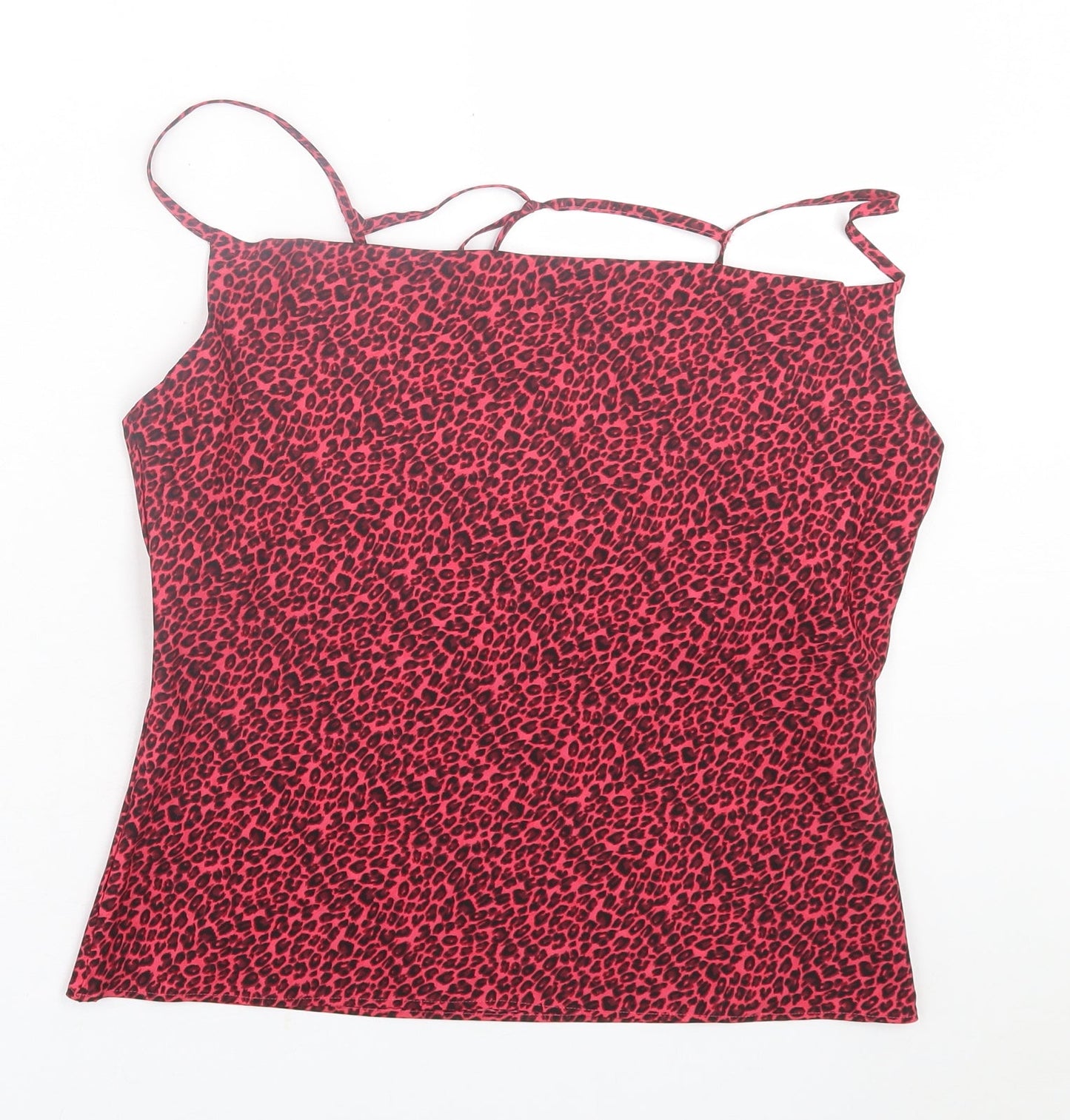 Topshop Womens Pink Animal Print Polyester Basic Tank Size 10 Square Neck