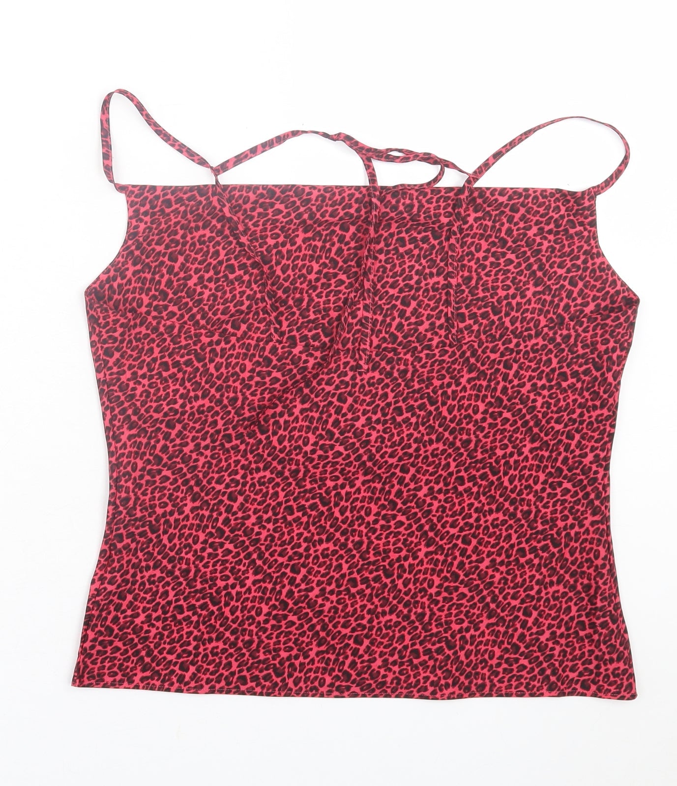 Topshop Womens Pink Animal Print Polyester Basic Tank Size 10 Square Neck