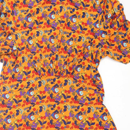 Preloved NEXT Womens Orange Geometric Polyester A-Line  Size 14  Crew Neck Pullover - Detail