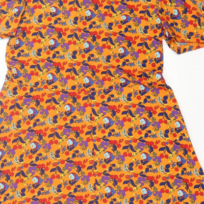 Preloved NEXT Womens Orange Geometric Polyester A-Line  Size 14  Crew Neck Pullover - Label