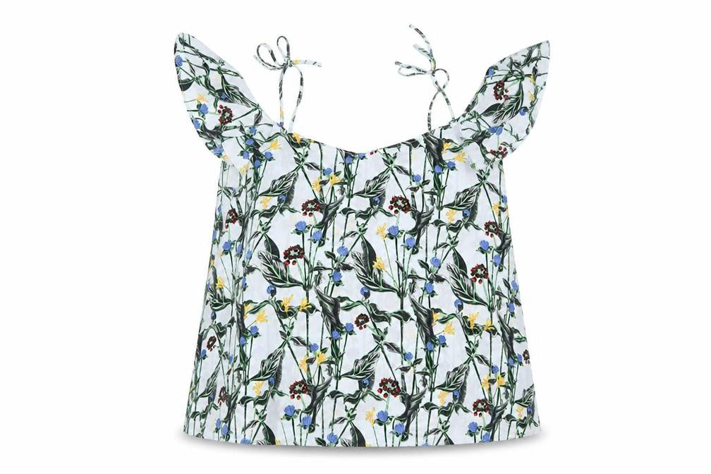 Topshop Womens Green Geometric Polyester Basic Tank Size 10 V-Neck