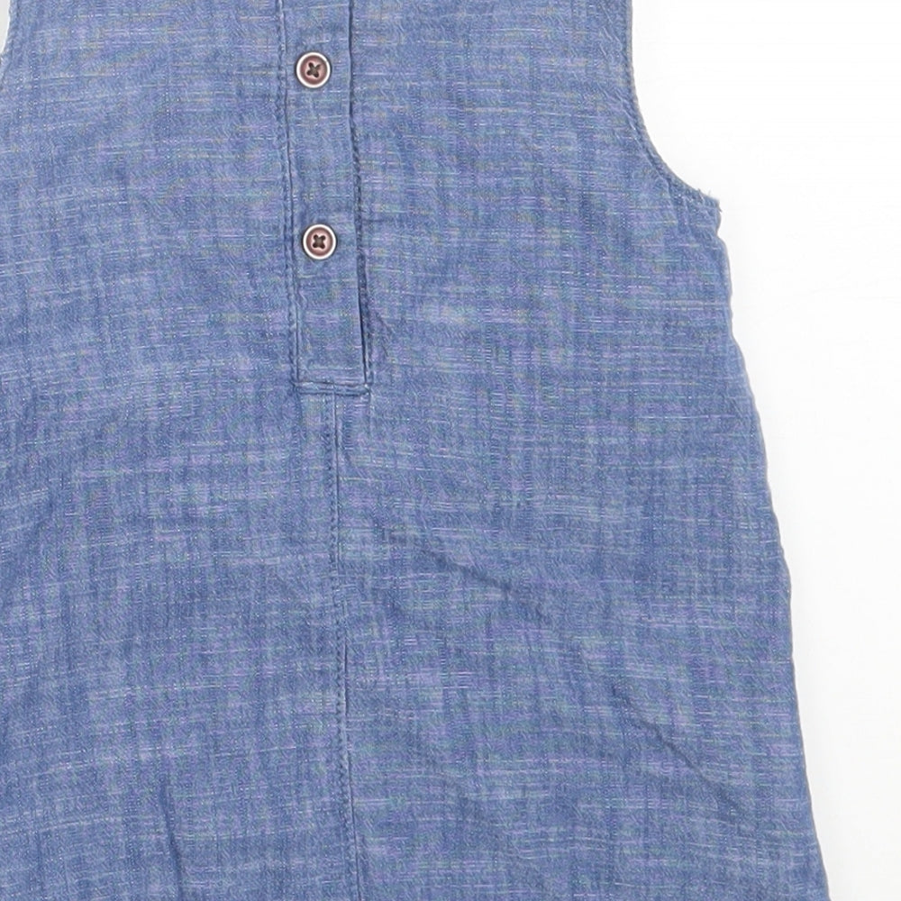 NEXT Girls Blue  Cotton A-Line  Size 9-12 Months  Crew Neck Button