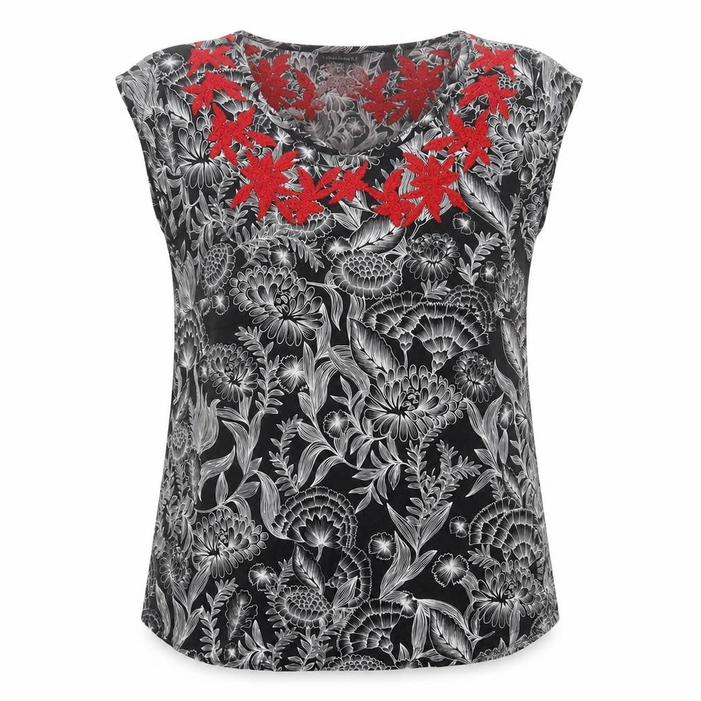 Warehouse Womens Black Geometric Viscose Basic Tank Size 8 Crew Neck