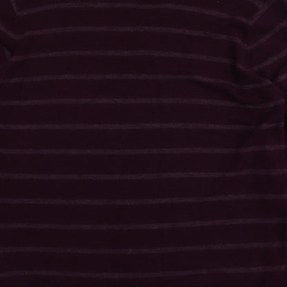 Preloved M&S Mens Purple V-Neck Striped Acrylic Pullover Jumper Size XL - Label