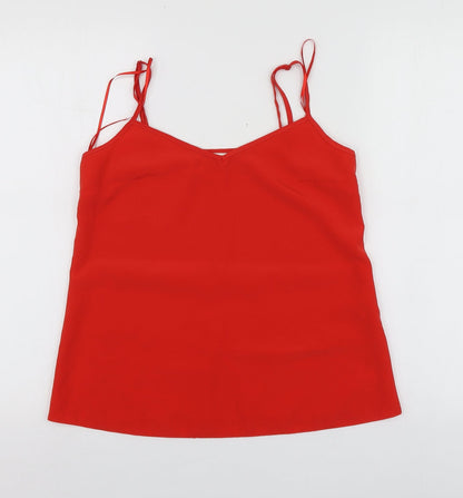 Miss Selfridge Womens Red  Polyester Basic T-Shirt Size 6 V-Neck
