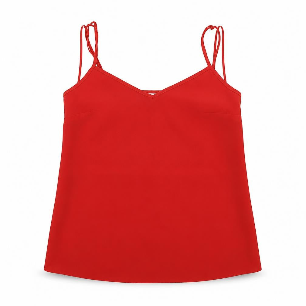 Miss Selfridge Womens Red  Polyester Basic T-Shirt Size 6 V-Neck