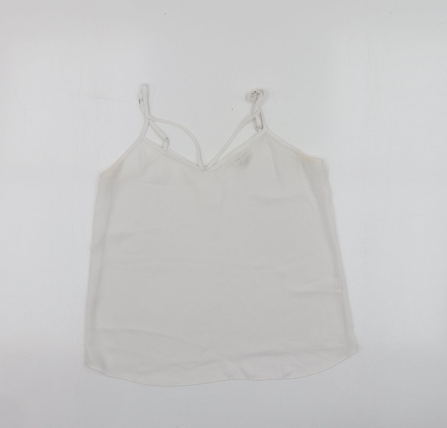 River Island Womens White  Polyester Basic T-Shirt Size 6 V-Neck