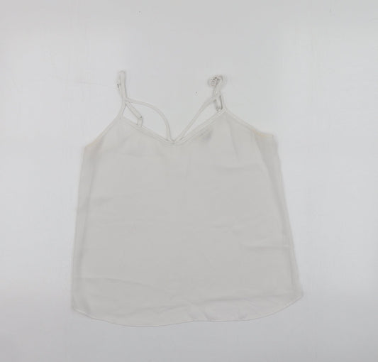 River Island Womens White  Polyester Basic T-Shirt Size 6 V-Neck