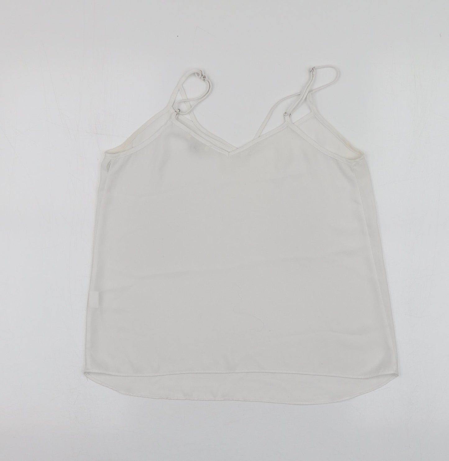 River Island Womens White  Polyester Basic T-Shirt Size 6 V-Neck