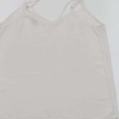 River Island Womens White  Polyester Basic T-Shirt Size 6 V-Neck