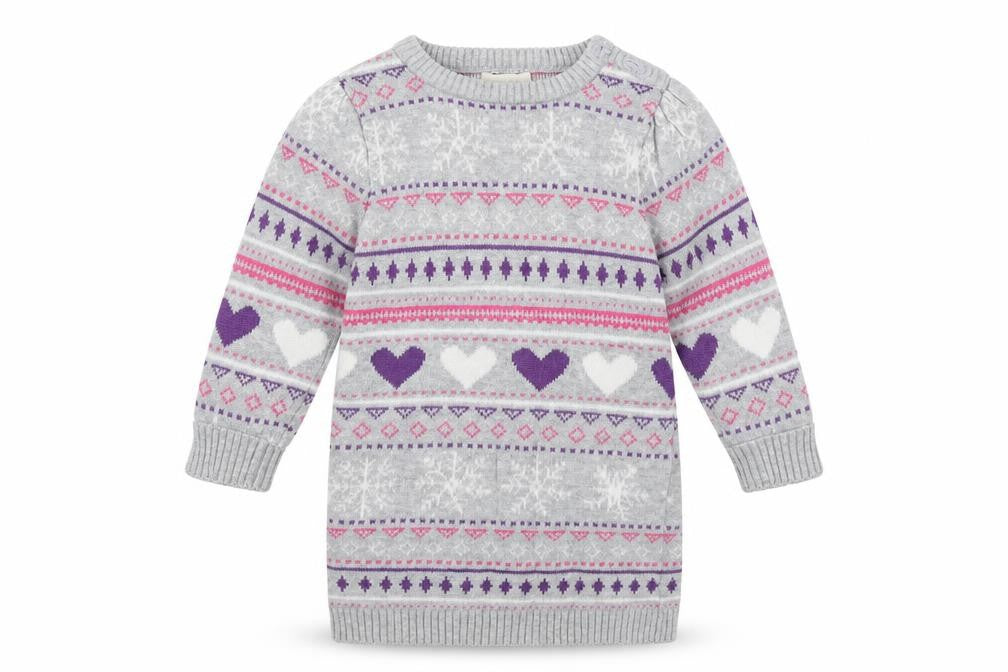 BHS Girls Grey Geometric Cotton Pullover Jumper Size 6-9 Months