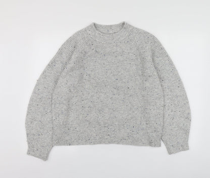 M7S Womens Grey Round Neck  Acrylic Pullover Jumper Size M