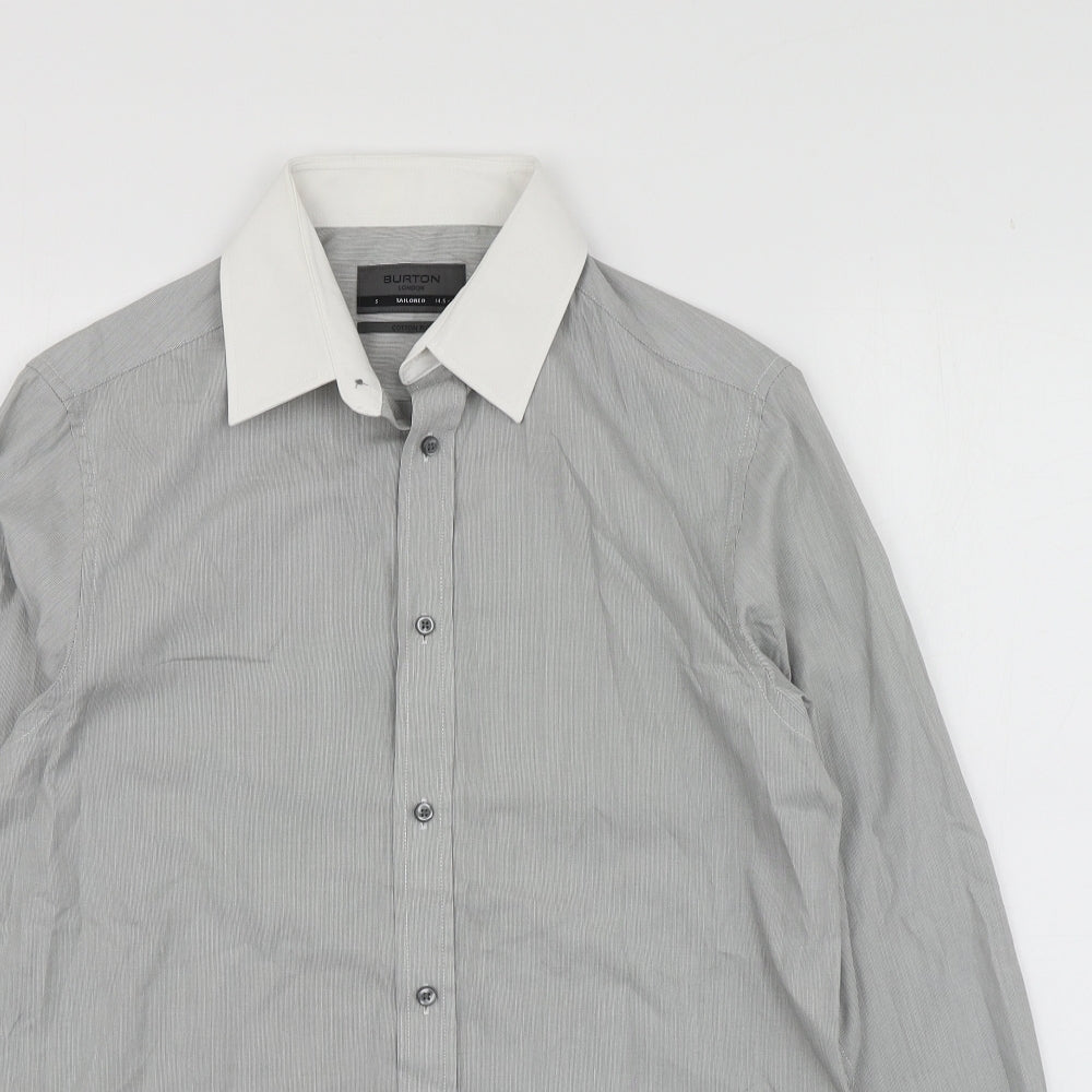 Burton Mens Grey  Cotton  Button-Up Size S Collared