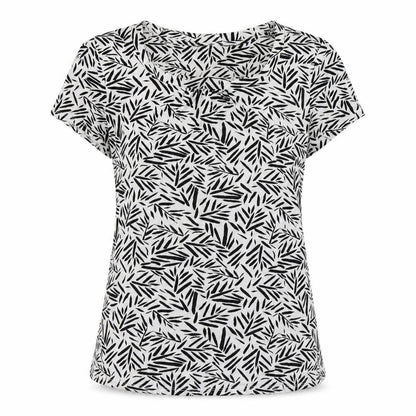 Bonmarché Womens White Geometric Viscose Basic T-Shirt Size 10 Round Neck
