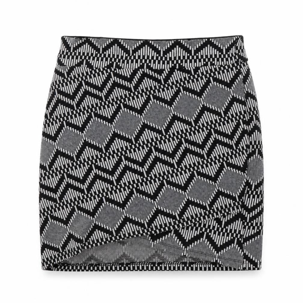 Stradivarius Womens Black Geometric Polyester Mini Skirt Size S