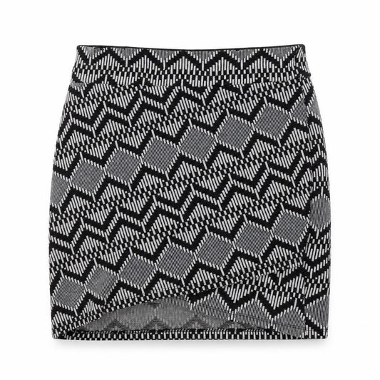 Stradivarius Womens Black Geometric Polyester Mini Skirt Size S