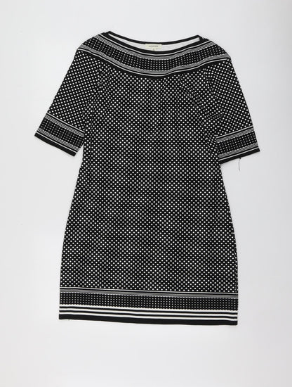 Max Studio Womens Black Polka Dot Rayon A-Line  Size S  Round Neck