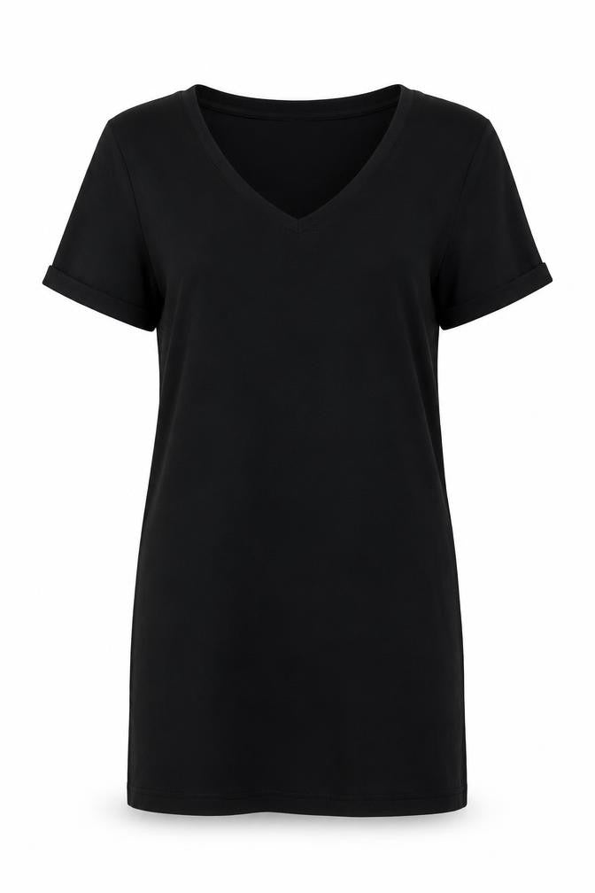 Bershka Womens Black  Polyester Basic T-Shirt Size S Round Neck