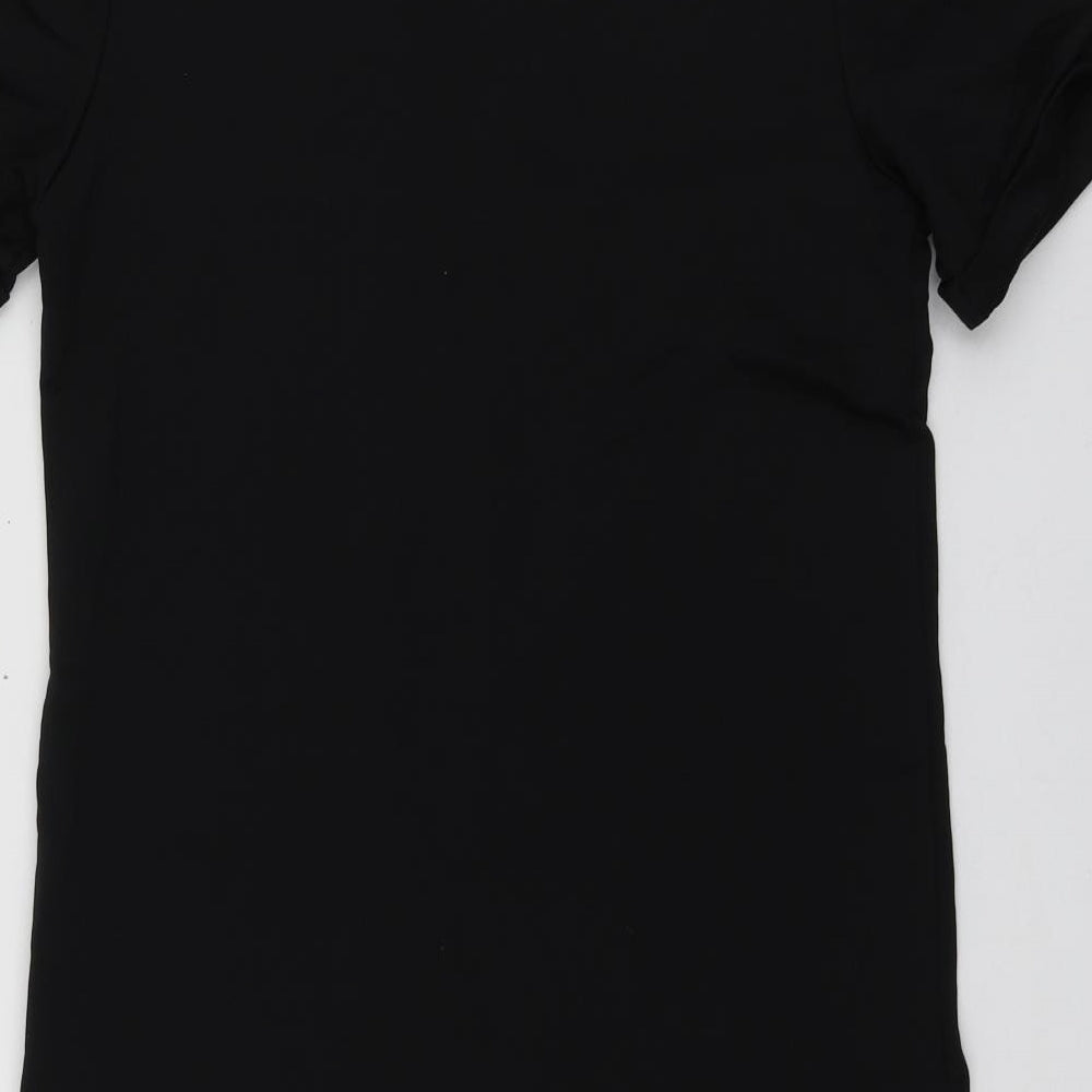Bershka Womens Black  Polyester Basic T-Shirt Size S Round Neck