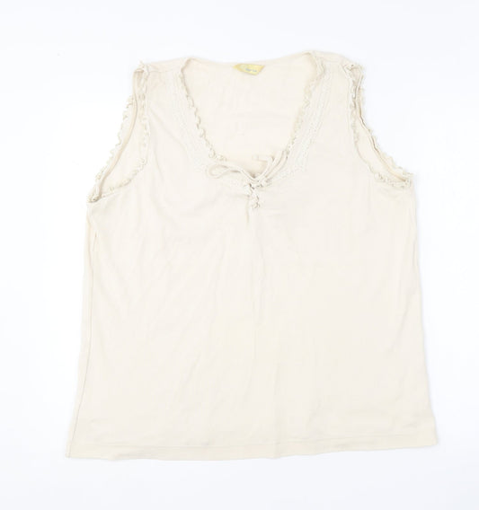 Agenda Womens Beige  Cotton Basic Tank Size 22 Round Neck