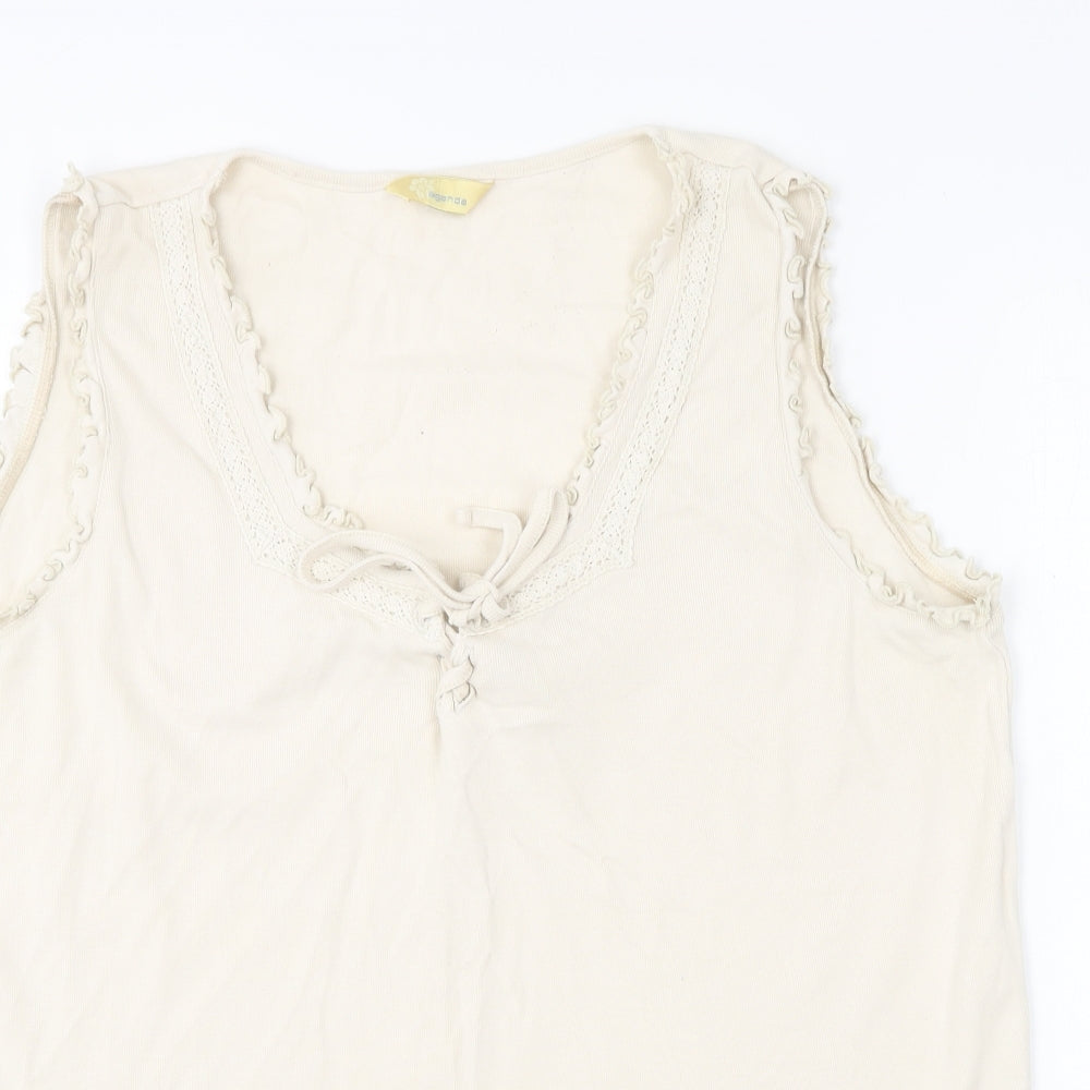 Agenda Womens Beige  Cotton Basic Tank Size 22 Round Neck