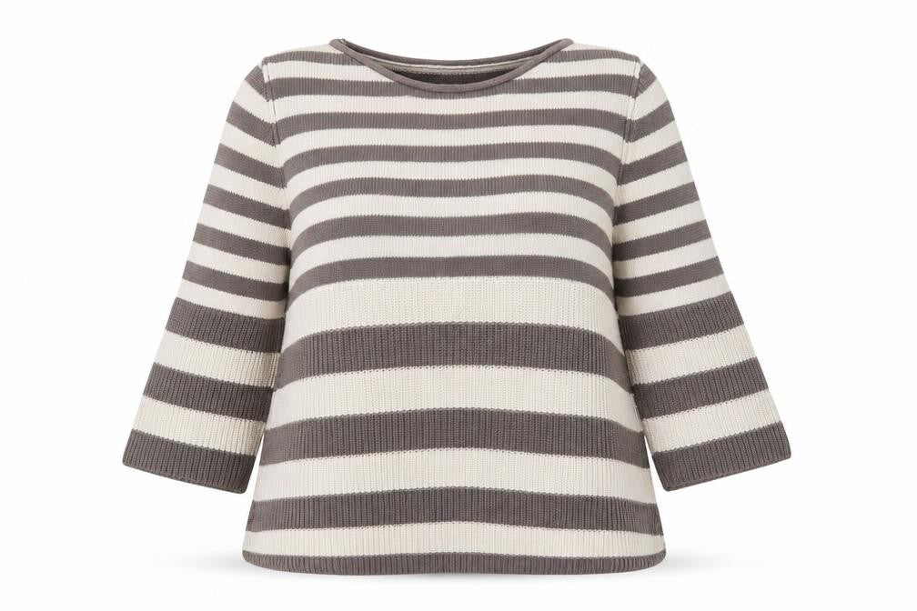 NEXT Womens Brown Round Neck Striped Cotton Pullover Jumper Size 14