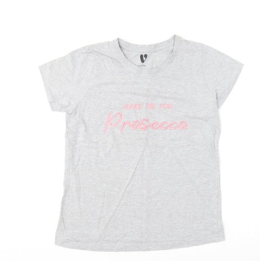 Very Womens Grey  Cotton Basic T-Shirt Size 8 Round Neck - Prosecco