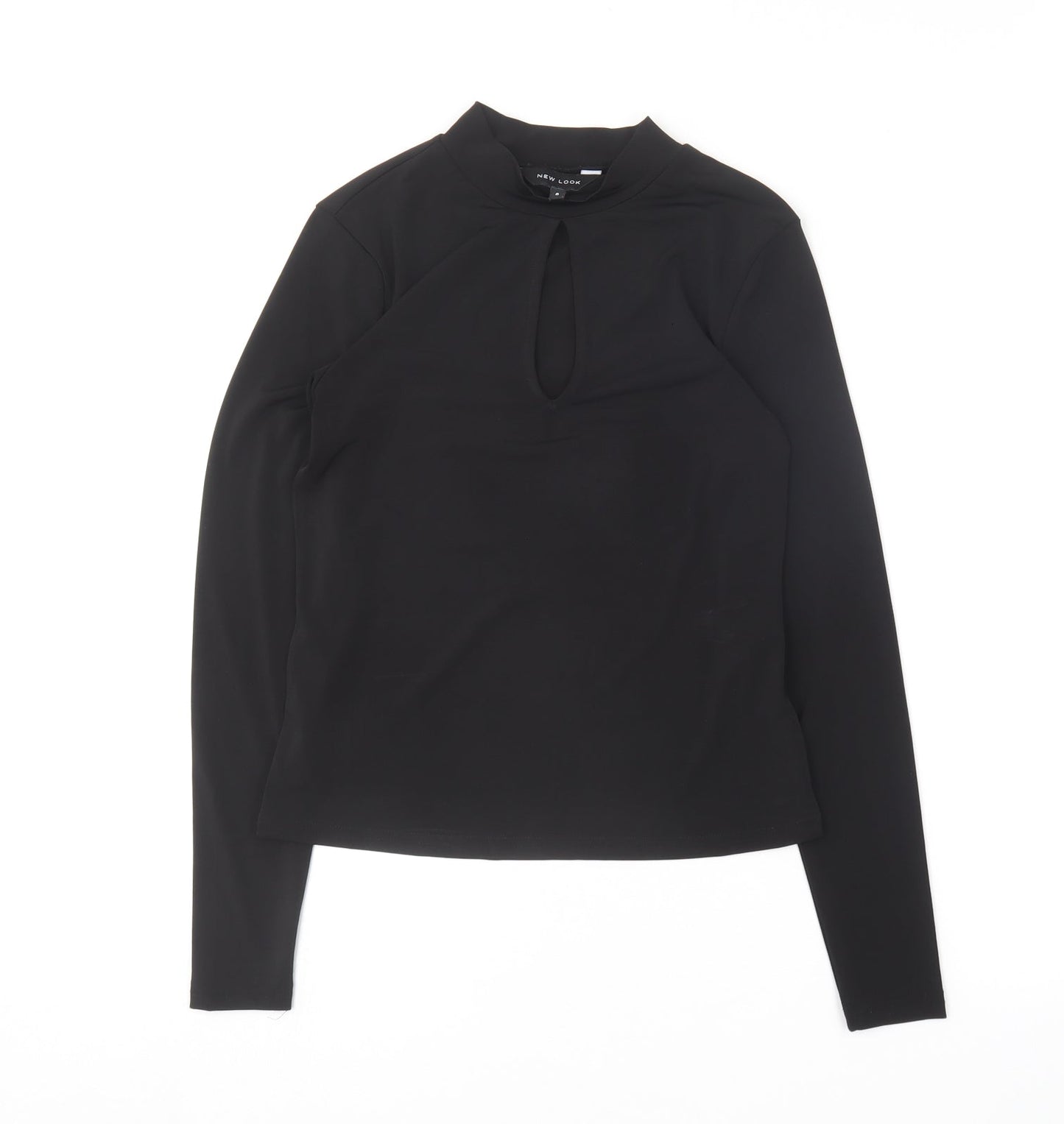 New Look Womens Black  Polyester Basic Blouse Size 8 Crew Neck