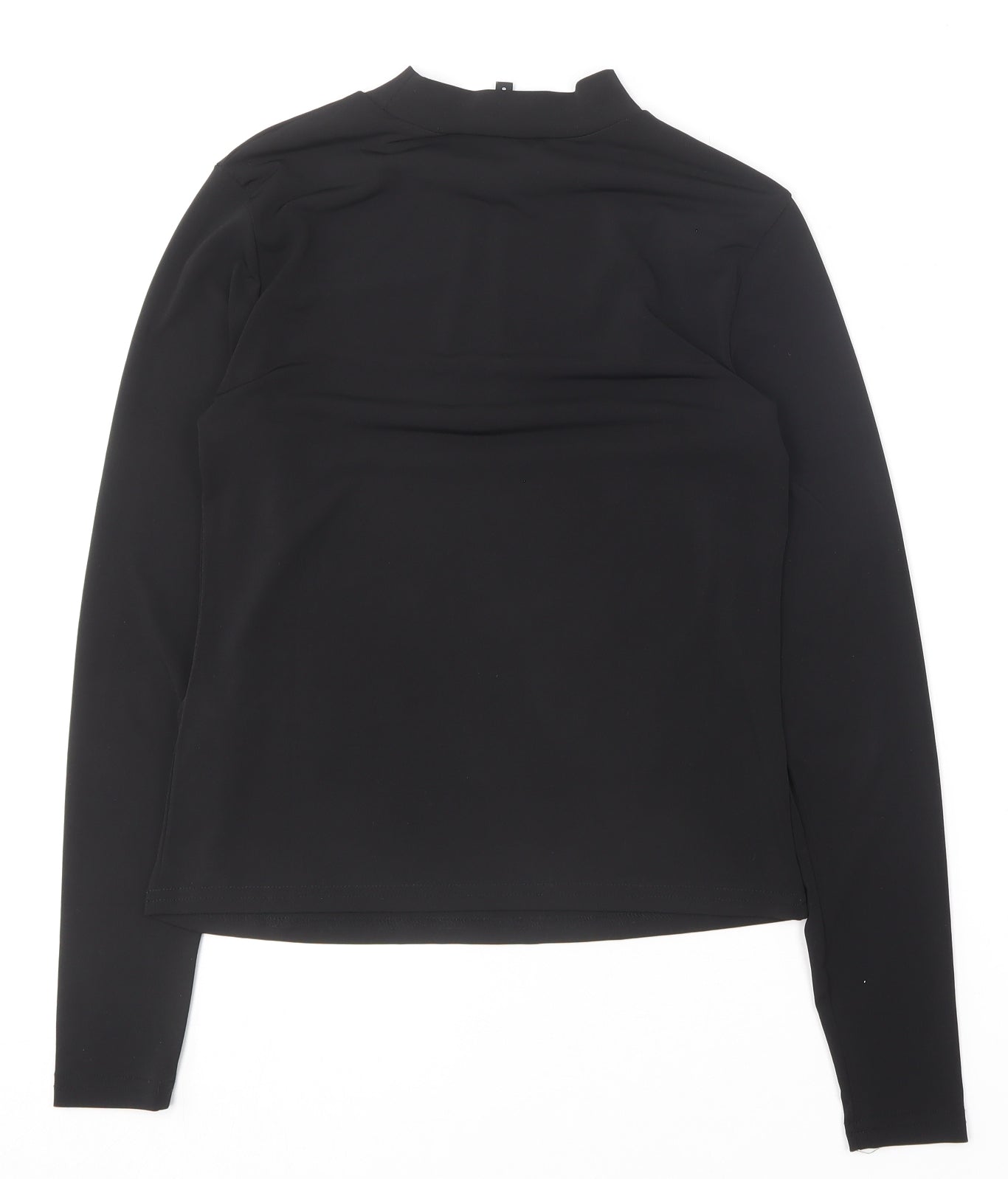 New Look Womens Black  Polyester Basic Blouse Size 8 Crew Neck