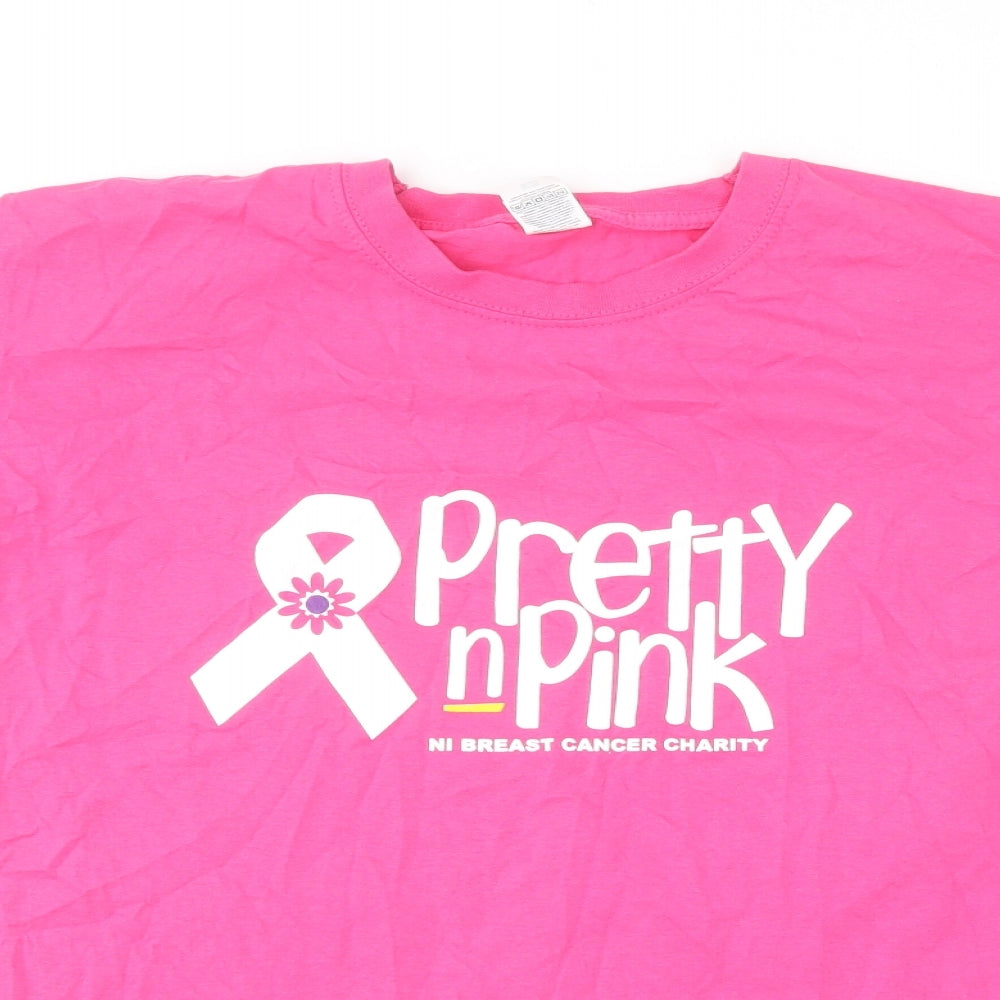 Fruit of the Loom Womens Pink  Cotton Basic T-Shirt Size M Round Neck - Pretty Pink Charity