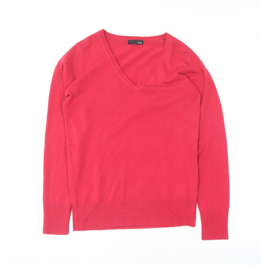 NEXT Womens Pink V-Neck  Acrylic Pullover Jumper Size 8