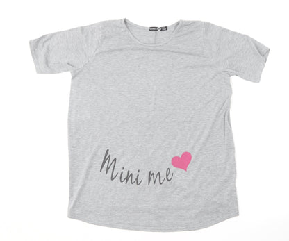 Boohoo Womens Grey  Polyester Basic T-Shirt Size 10 Round Neck - Mini Me