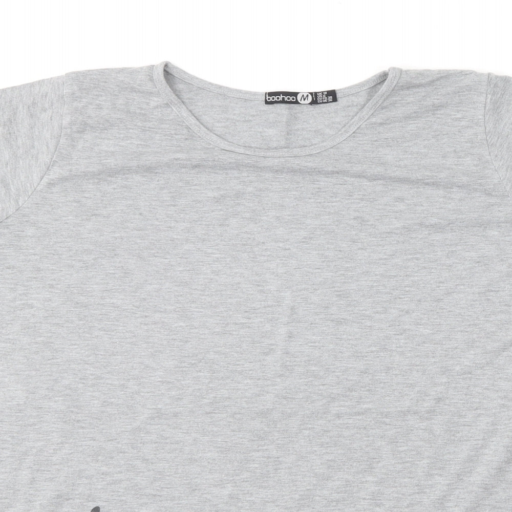 Boohoo Womens Grey  Polyester Basic T-Shirt Size 10 Round Neck - Mini Me