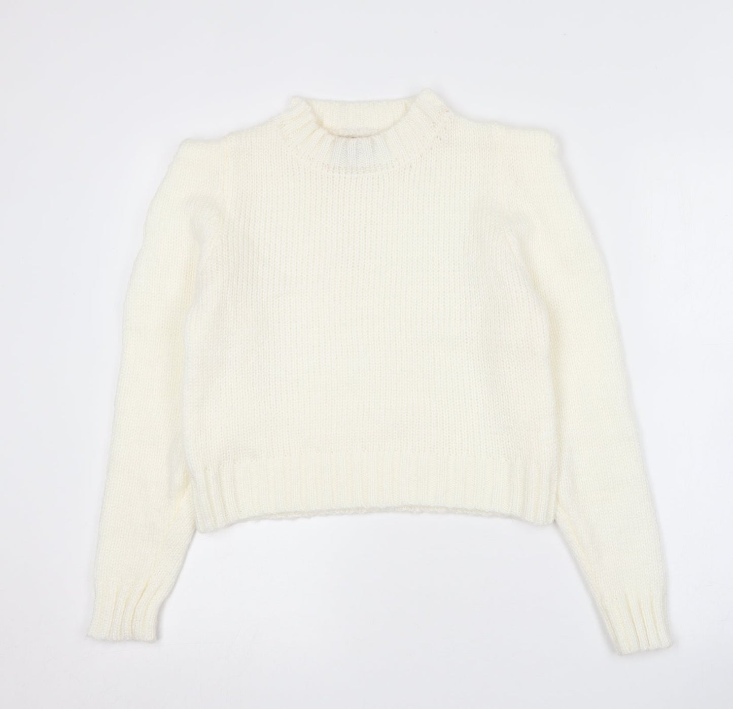 QED London Womens Ivory Crew Neck  Cotton Pullover Jumper Size 14