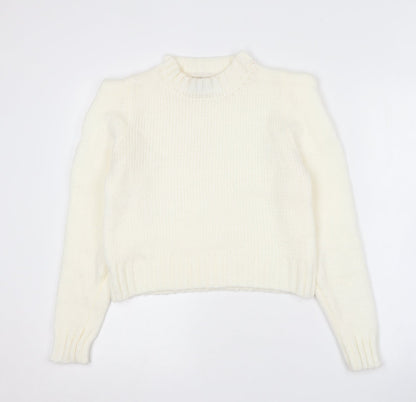 QED London Womens Ivory Crew Neck  Cotton Pullover Jumper Size 14