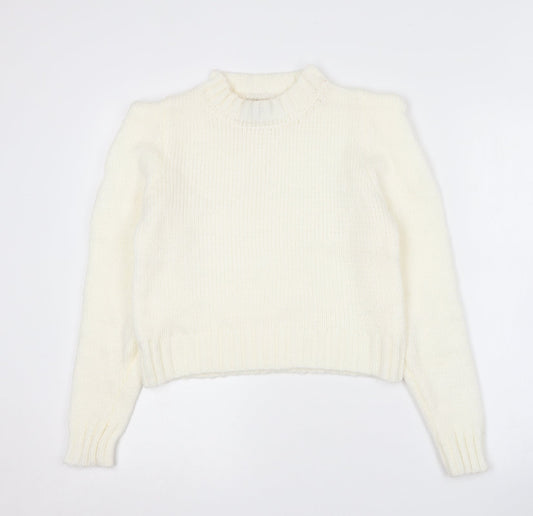 QED London Womens Ivory Crew Neck  Cotton Pullover Jumper Size 14