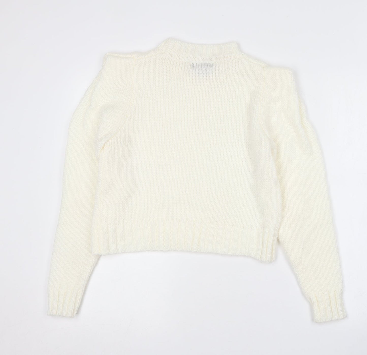 QED London Womens Ivory Crew Neck  Cotton Pullover Jumper Size 14