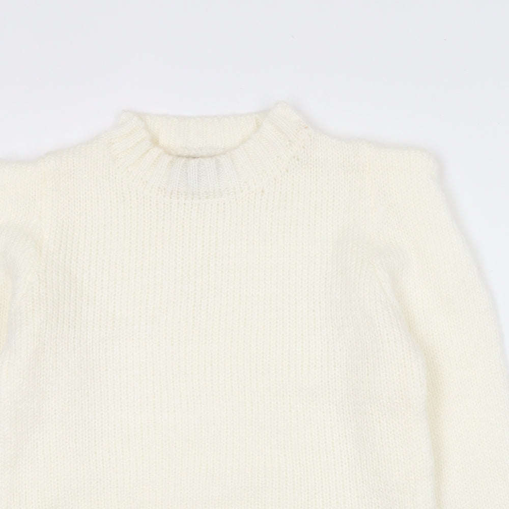 QED London Womens Ivory Crew Neck  Cotton Pullover Jumper Size 14