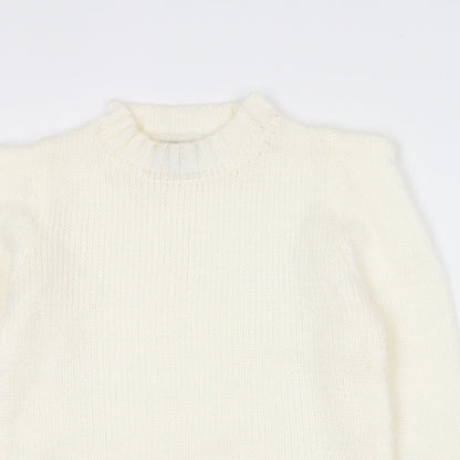 QED London Womens Ivory Crew Neck  Cotton Pullover Jumper Size 14