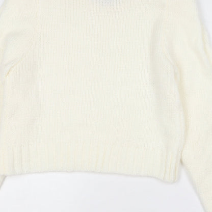 QED London Womens Ivory Crew Neck  Cotton Pullover Jumper Size 14