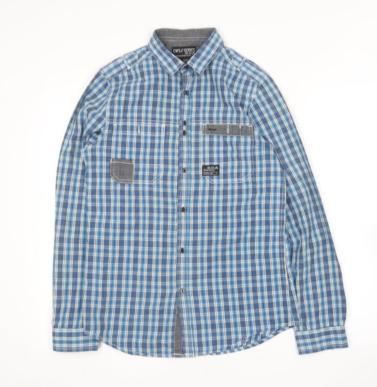 Core Series Mens Blue Plaid Cotton  Button-Up Size S Collared