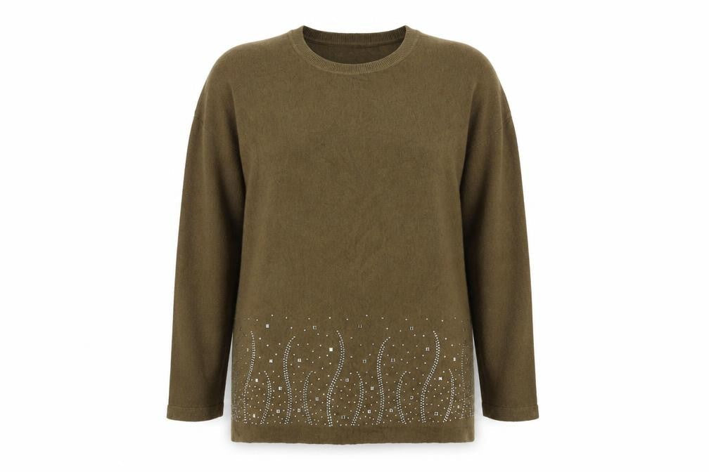 M&C Womens Brown Crew Neck  Nylon Pullover Jumper Size M